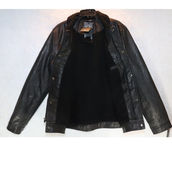 XRAY Men's Faux Leather Coat Motorcycle Biker Jacket Black Large - Picture 2 of 10